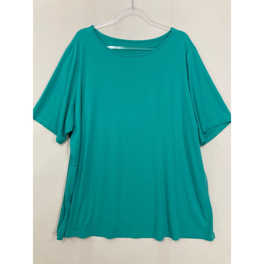 Susan‎ Graver Modern Essentials Top 3X Teal Green Liquid Knit Stretch Comfy